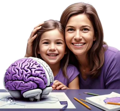 a_brain_of_a_child_illustration_for_a_scientist_research_using_purple_and_white_tones_in_the_background_a_mother_happy_with_her_daughter